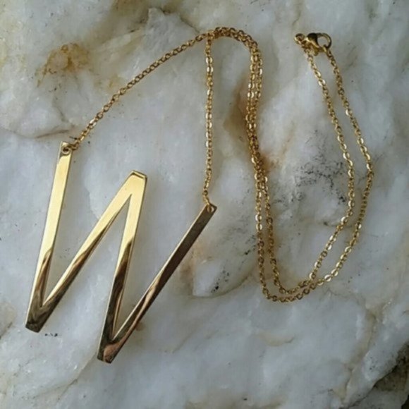FP Jewelry Letter W Necklace 14kt Goldplated Never Tarnish Hypoallergenic - Picture 6 of 7